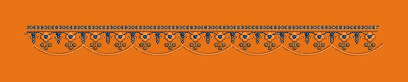 Scalloped Blue and Orange Border Embroidery Design