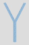 Blue Neckline V Neck Lace Trim Embroidery Design