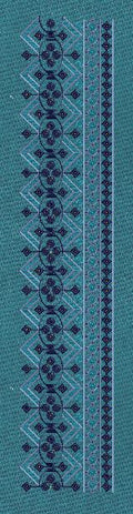 Teal Geometric Medallion Border Teal & Navy Blue Embroidery Design