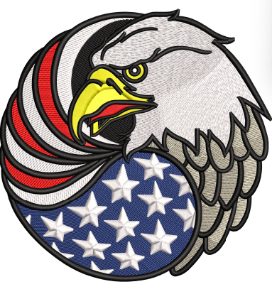 Eagle Flag Logo Embroidery Design