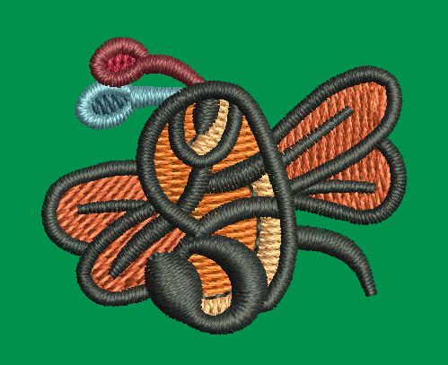 Abstract Winged Creature Embroidery Design