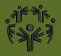 Abstract Humanoid Connection Symbol Embroidery Design