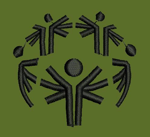 Abstract Humanoid Connection Symbol Embroidery Design