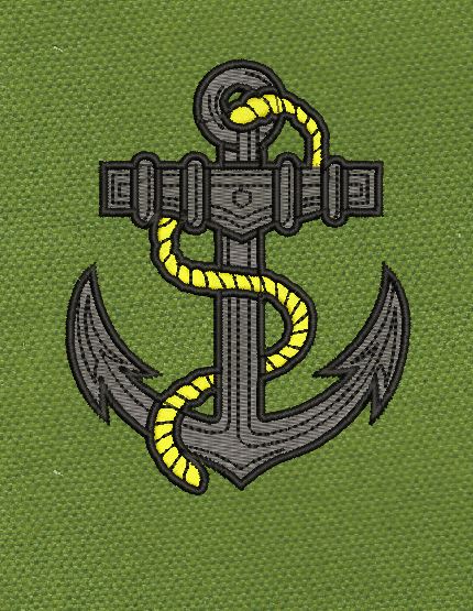 Silver Wooden Anchor Embroidery Design