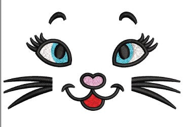 Cat Face Embroidery Design