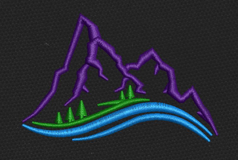 Mountain Stream Purple Embroidery Design