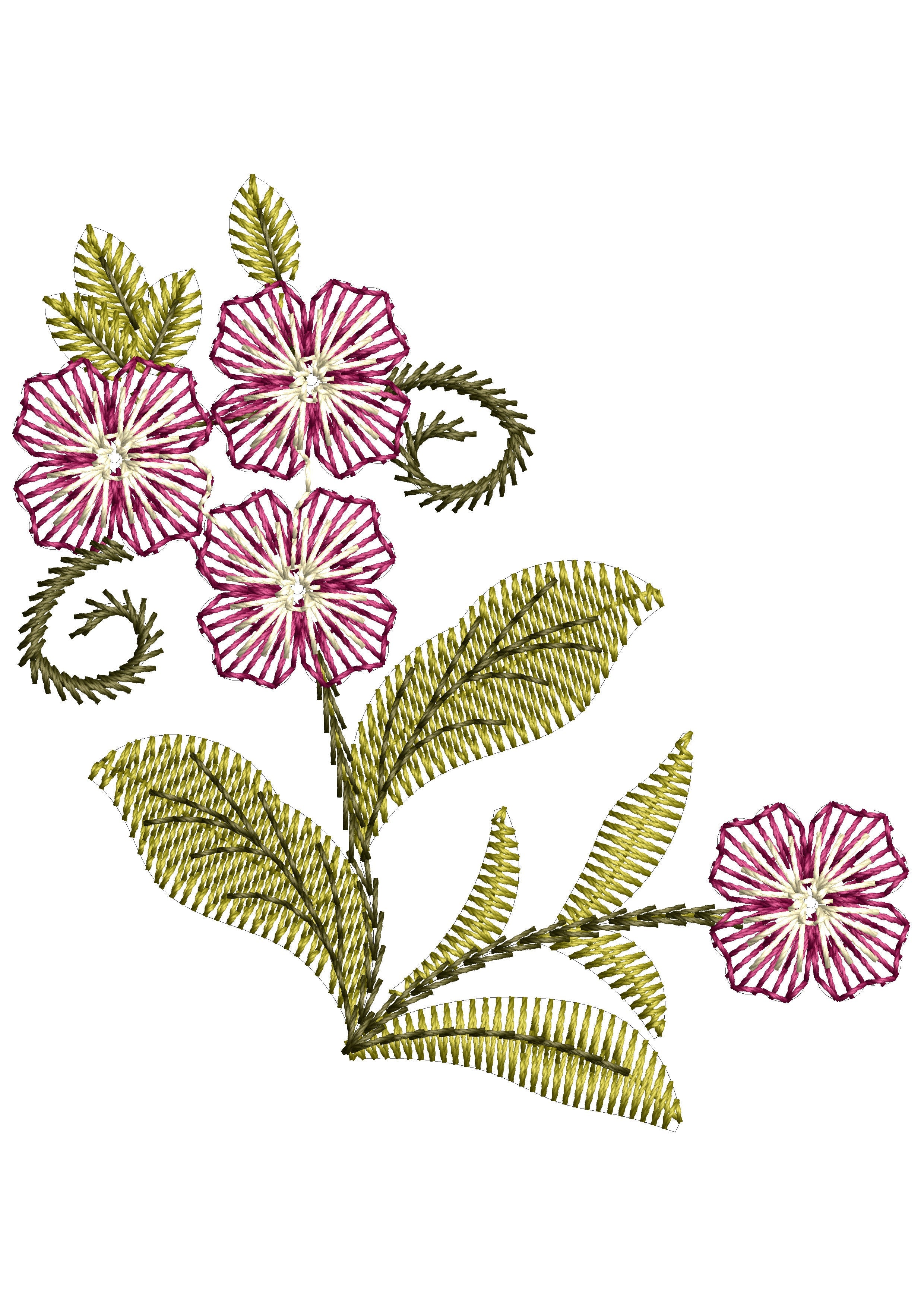 Tiny Heart Pink Flower Embroidery Design