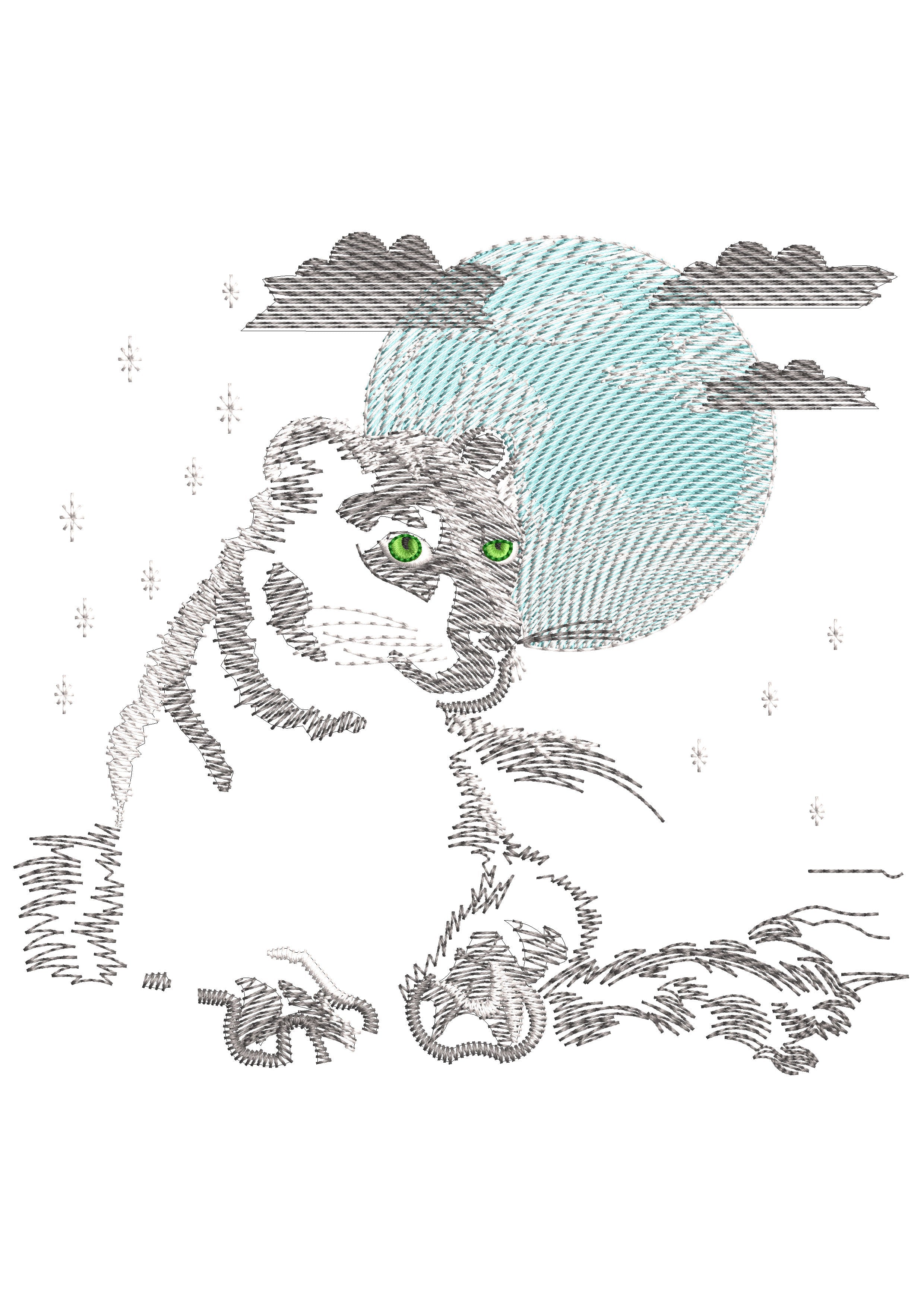 Jaguar Night Embroidery Design