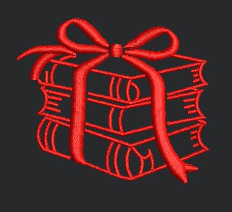 Books With Gift Ribbon Embroidery Design