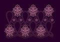 Paisley Arch Floral Border Purple & Green Embroidery Design