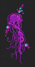 Jellyfish Alien Magenta & Cyan Embroidery Design