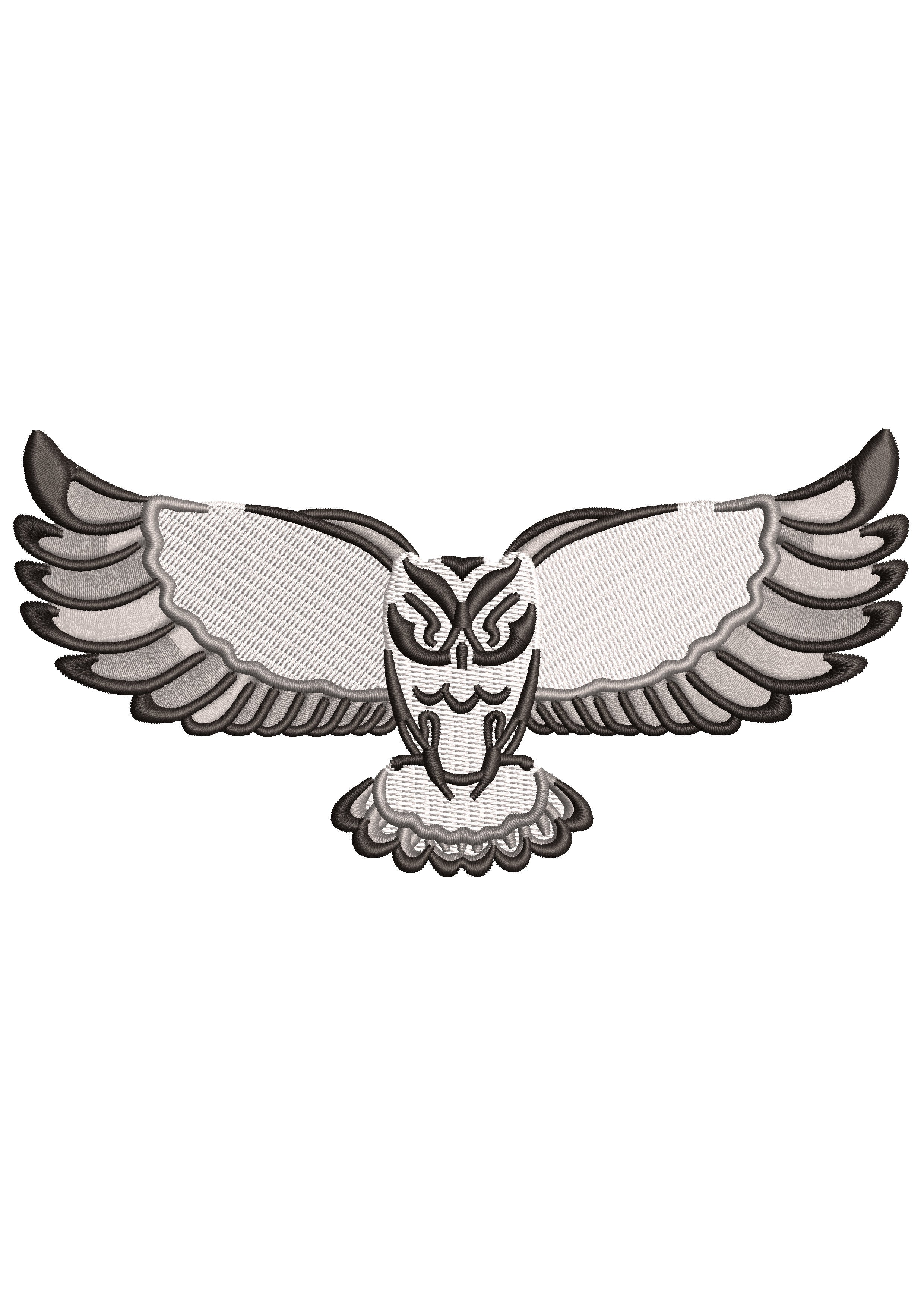 Flying Owl Embroidery Design
