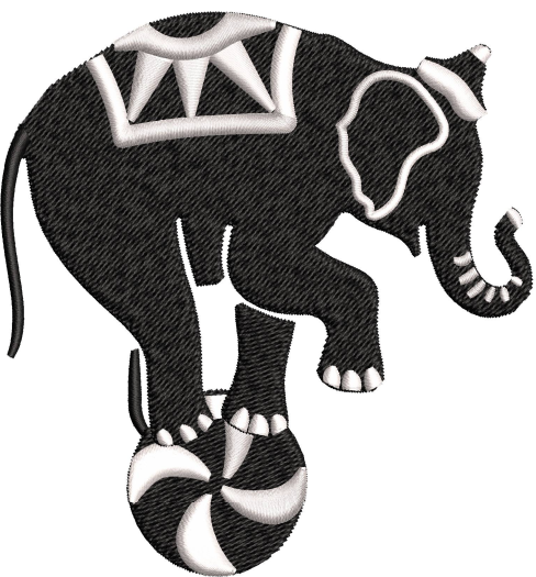 Elephant With Ball Embroidery Design