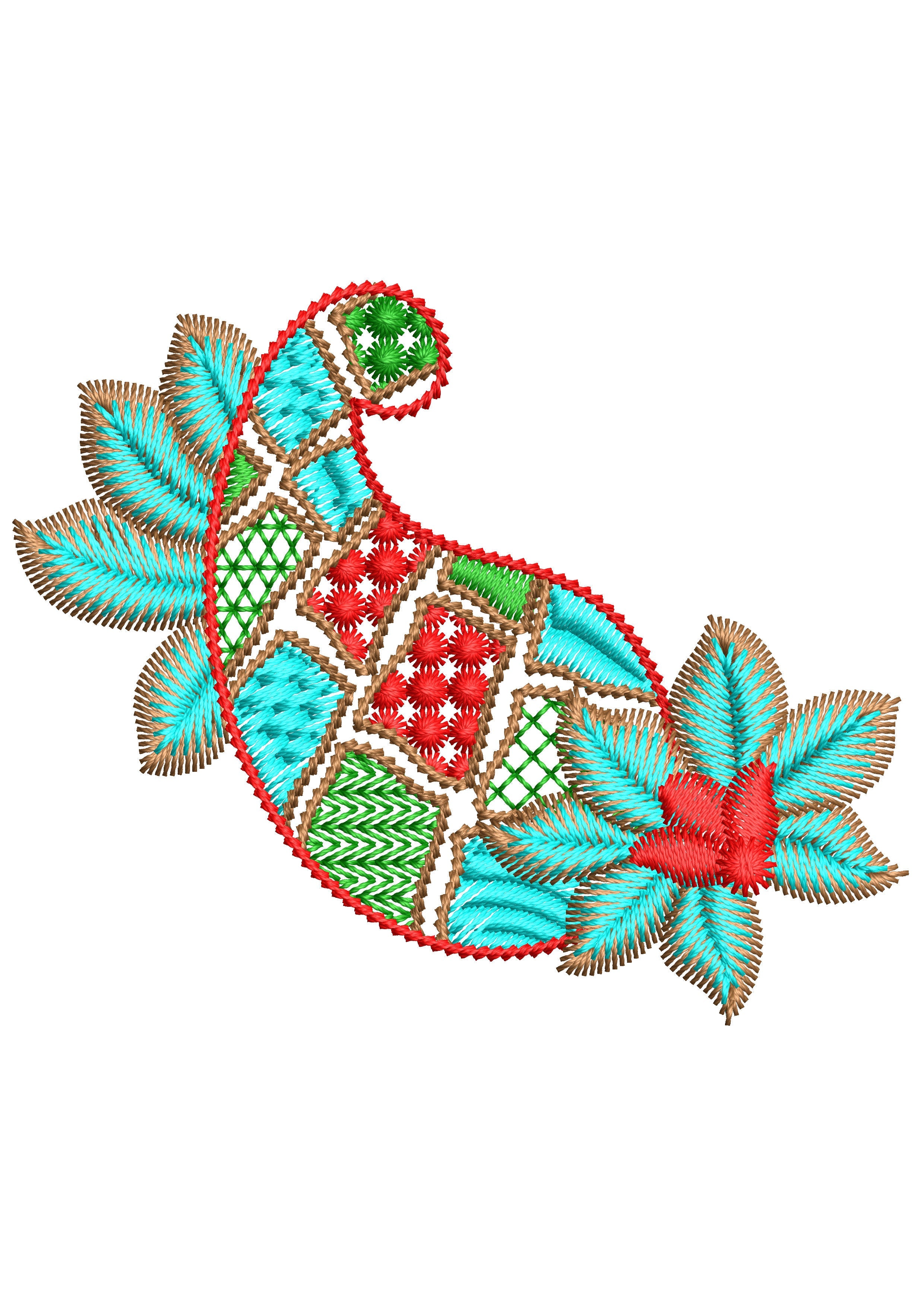 Aqua Paisley Embroidery Design