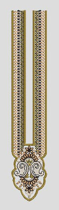Vertical Geometrical Stripe with Ornamental Base Embroidery Design