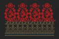 Floral Jacquard Border Red Tree Embroidery Design