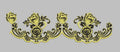 Floral Motif Gold and Black Decorative Border Embroidery Design