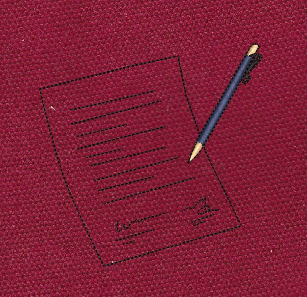 Signed Document Pen Embroidery Navy & Gold Embroidery Design