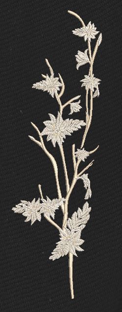 Floral Branch Beige & Black Embroidery Design