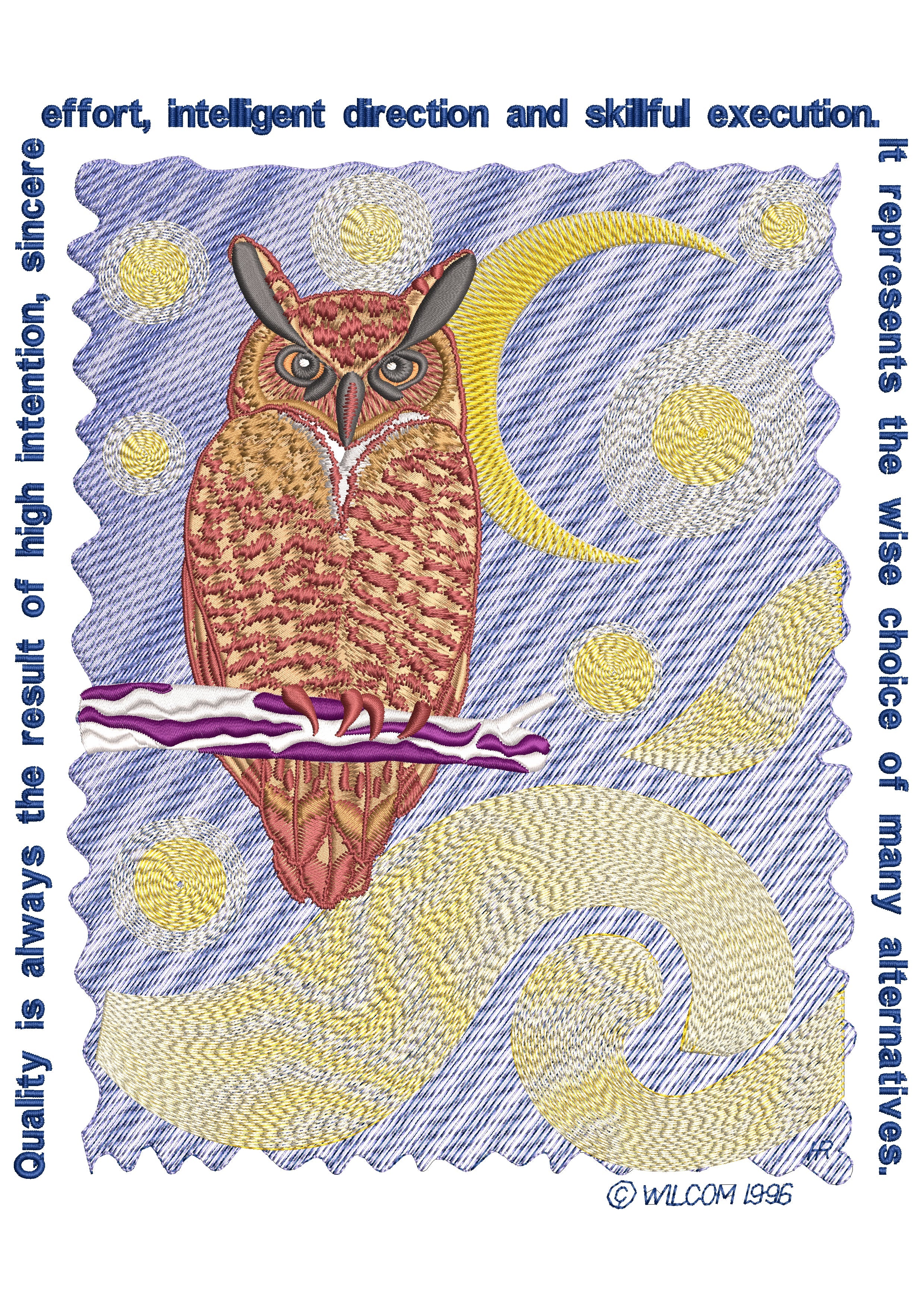 Wise Owl Embroidery Design