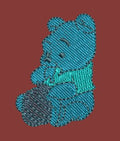 Stylized Teddy in Blue Embroidery Design