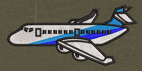Airplane Commercial Jet Embroidery Design