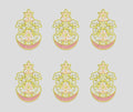 Floral Crescent Motif Embroidery Design