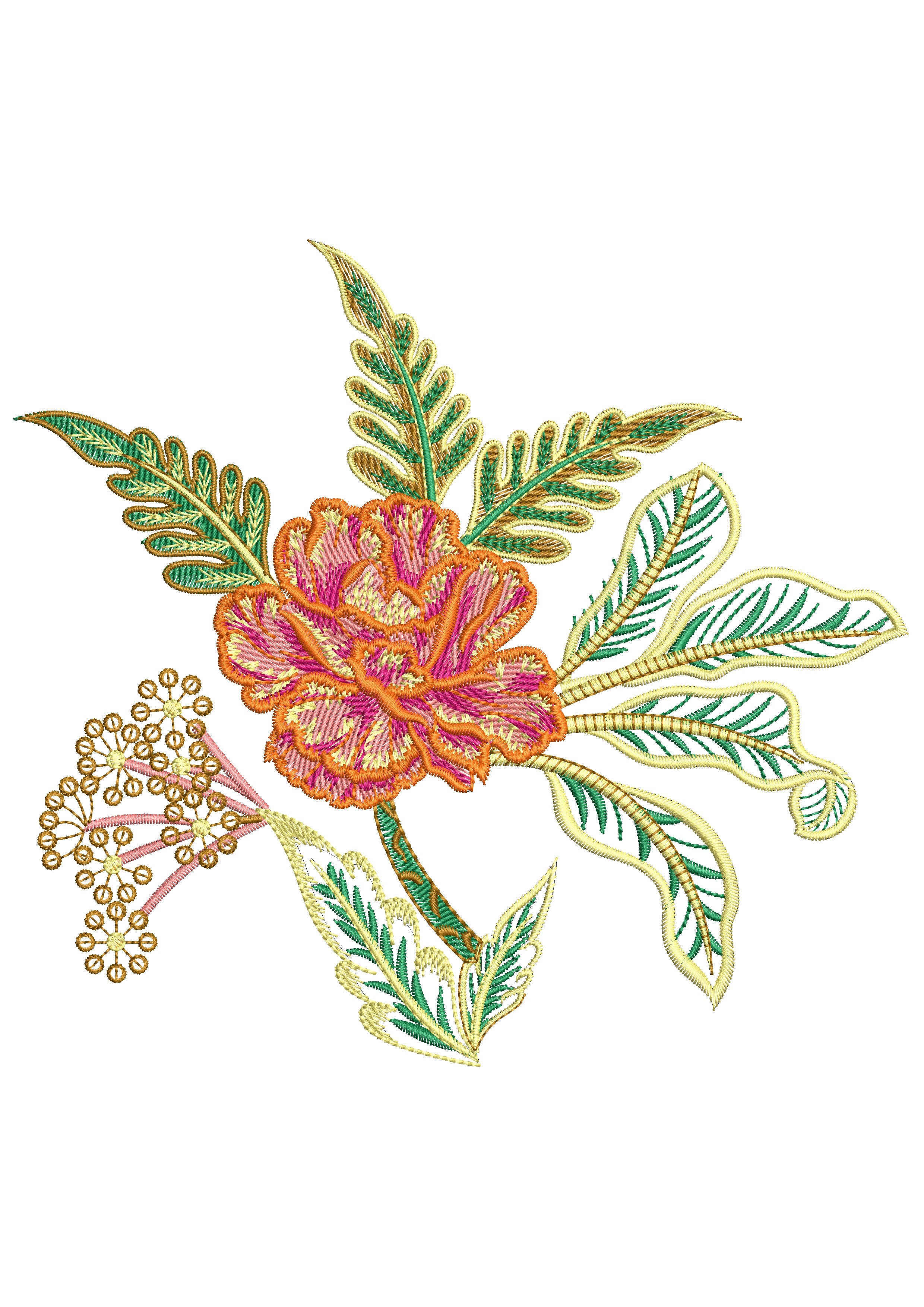 Snake Leaves Embroidery Design