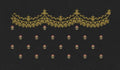 Floral Endless Border Golden Stars Embroidery Design