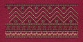Floral Jacquard Woven Red Lines Embroidery Design