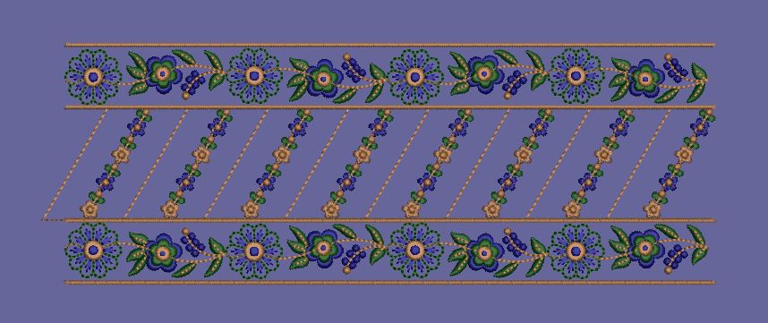 Diagonal Floral Trellis Border Embroidery Design