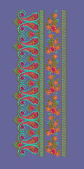 Paisley Floral Multi Color Border Embroidery Design