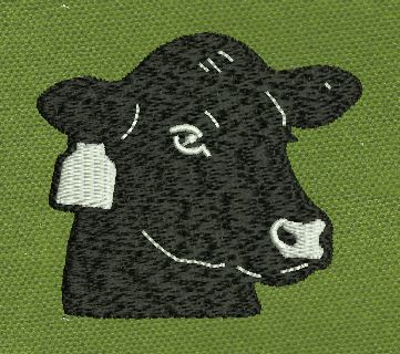 Cow Head Black Embroidery Design