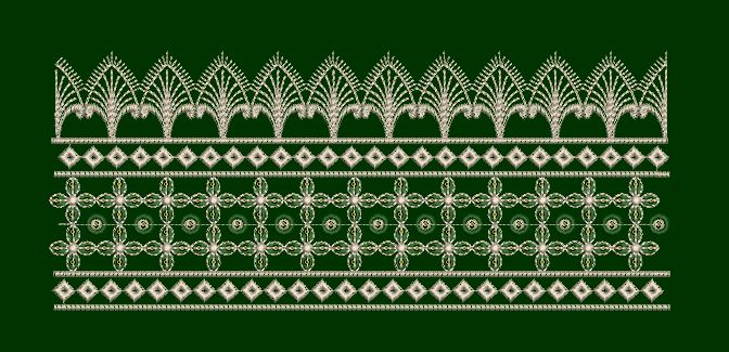 Floral Wheat Crown Forest Green & Pearl Embroidery Design