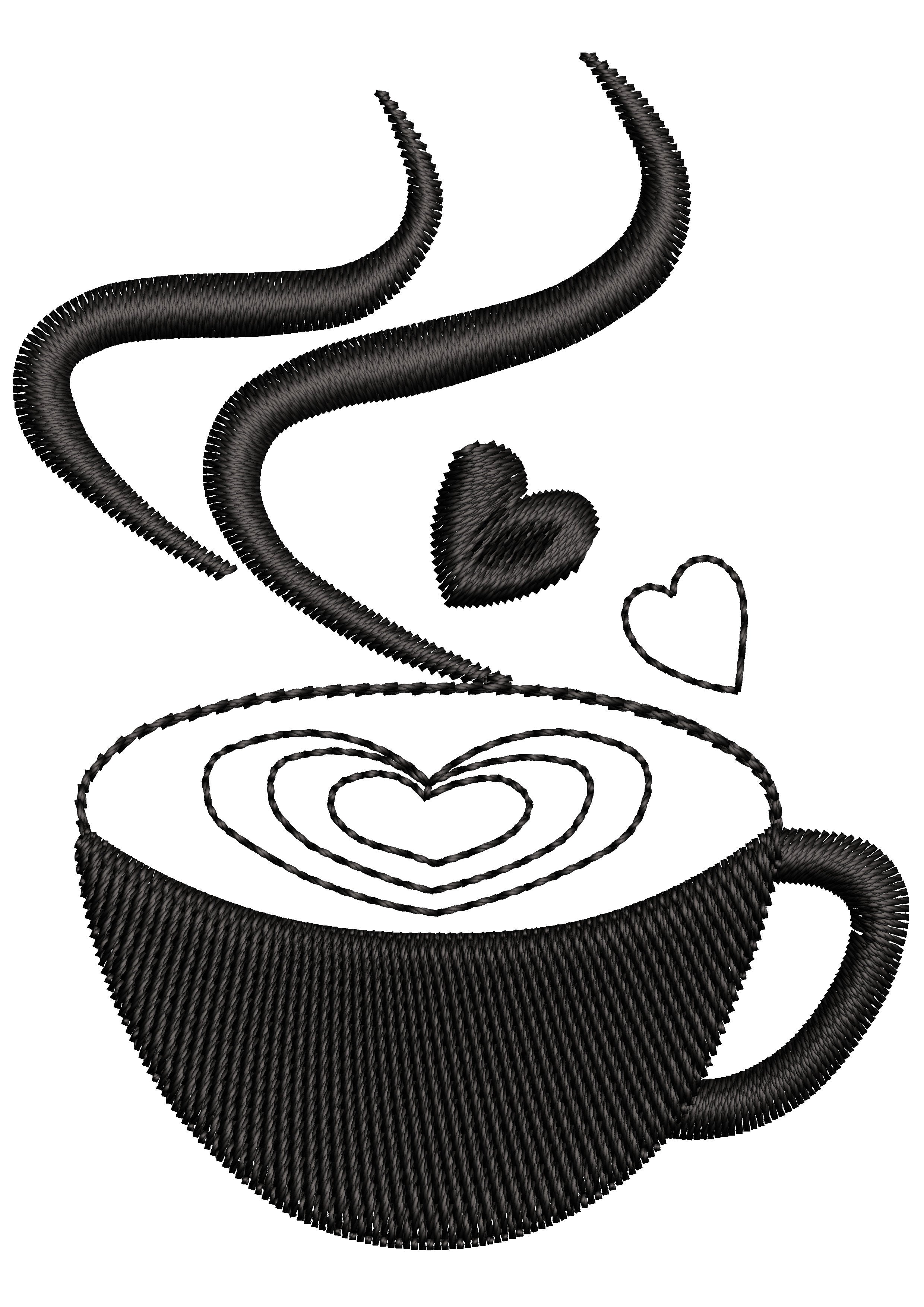 Cup Of Coffee Embroidery Design