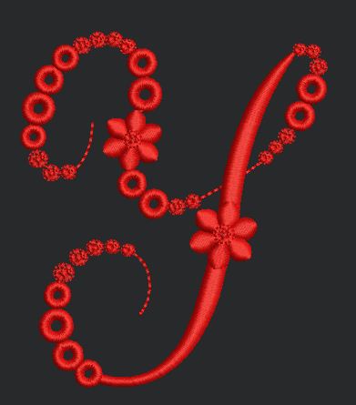 Floral Red Colour Embroidery Design