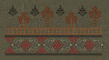 Rust Floral Scroll Embroidery Design