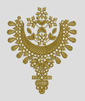 Crescent Moon and Geometric Floral Ornament Embroidery Design