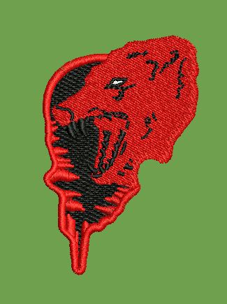 Menacing Feline Silhouette Embroidery Design