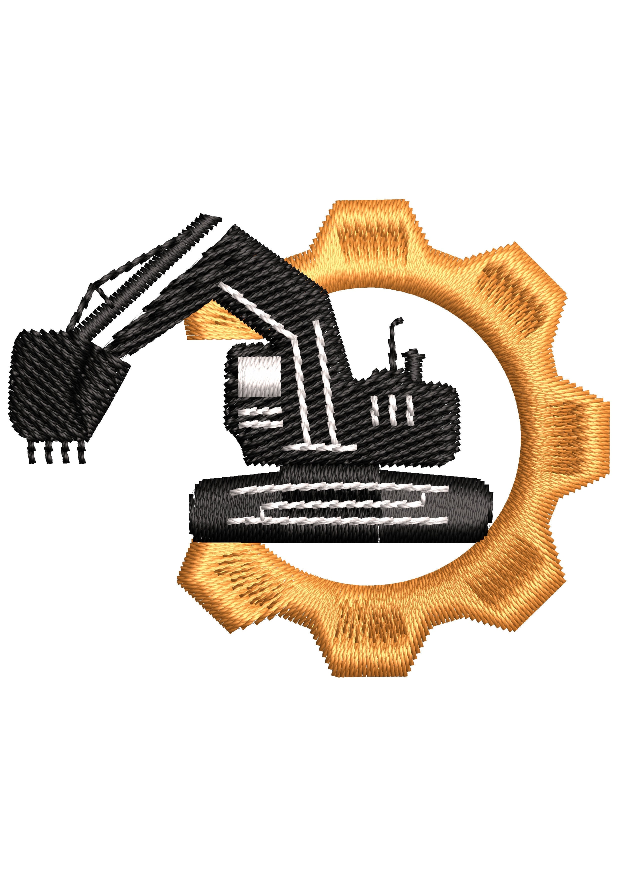 Excavator Embroidery Design
