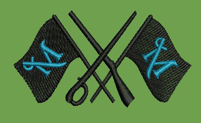 Crossed Arms and Standards Embroidery Design
