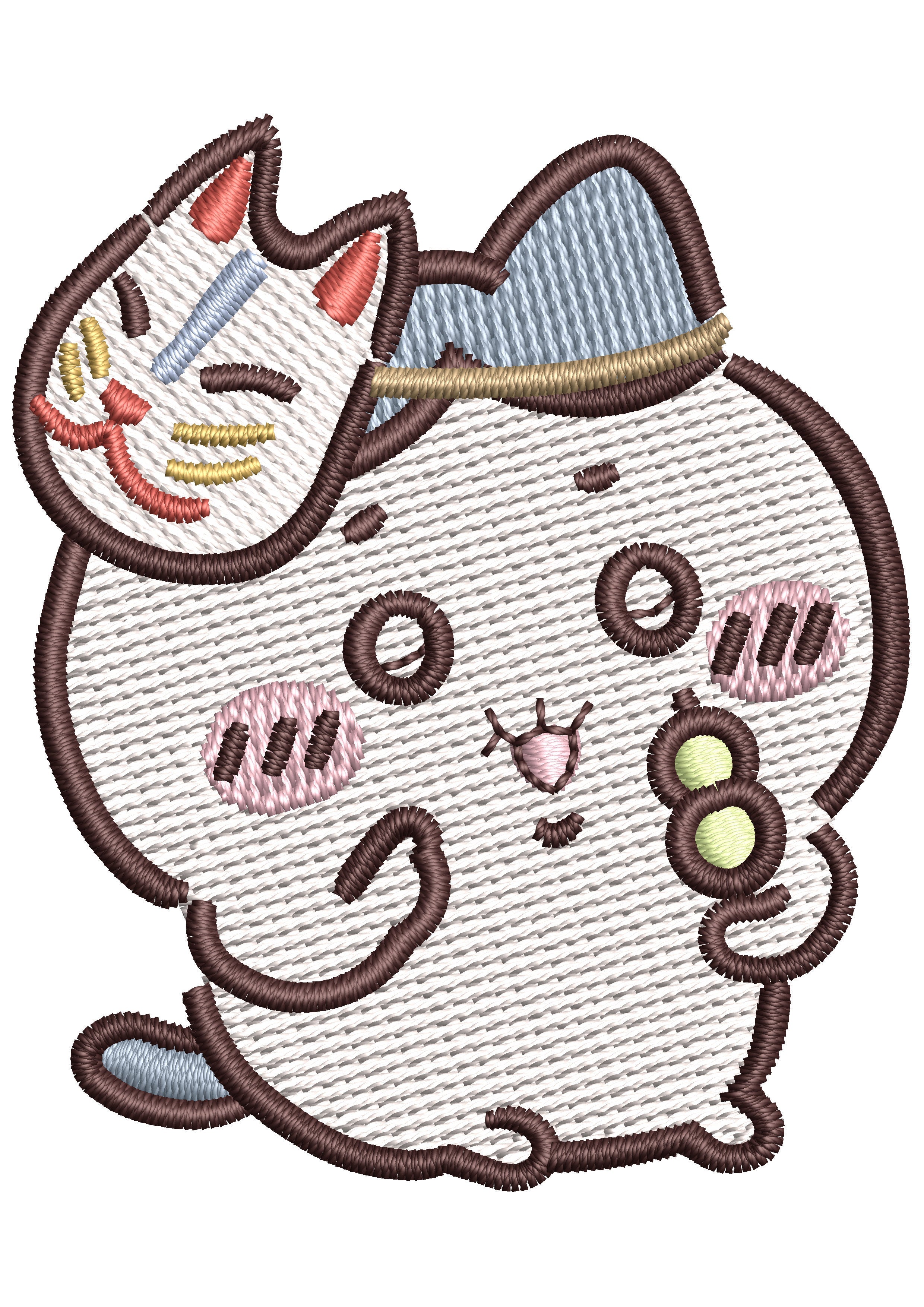 Happy Kitty Embroidery Design