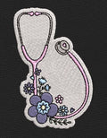 Stethoscope Flora Patch Embroidery Design