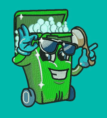 Cool Trash Bin Embroidery Design