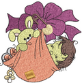 Flower With Baby Embroidery Design