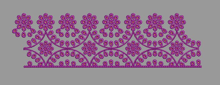 Daisy Jaal Scallop Border - Purple & Magenta Embroidery Design