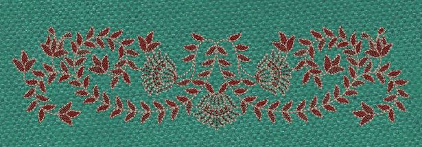 Floral Border Red & Golden Embroidery Design