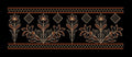 Black Bronze Lily Leaf Panel Border Black & Copper Bronze Embroidery Design