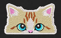 Kitten Face Tan & Blue Embroidery Design
