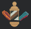 Barber Pole and Clippers Embroidery Design